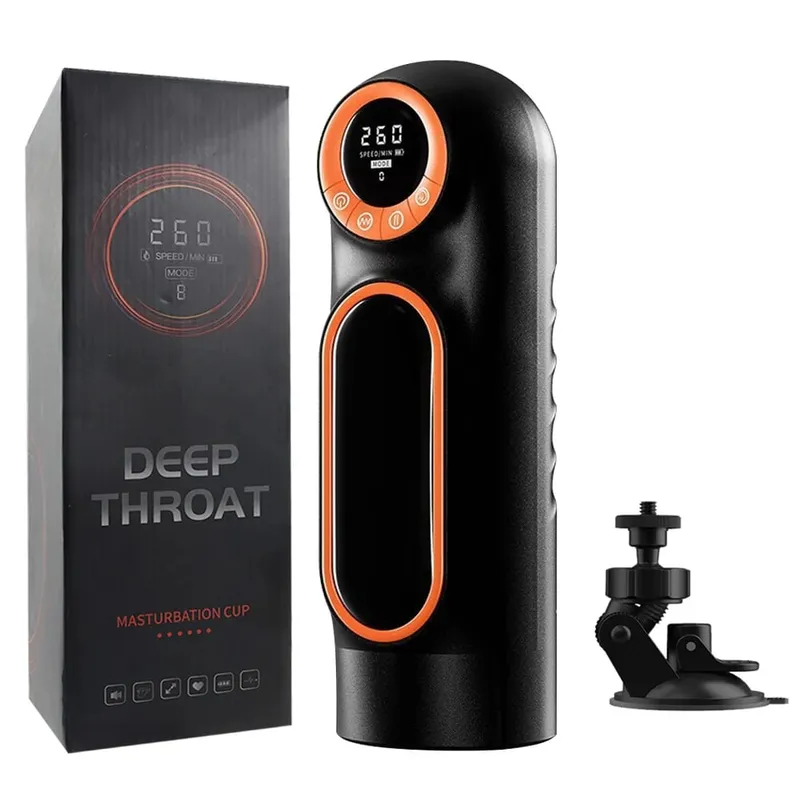 4 i 1 Automatisk Onani Cup Riktig avsugning Stötande Sug Vibrerande Slidan Intelligent röst Vuxen sexleksaker för män
