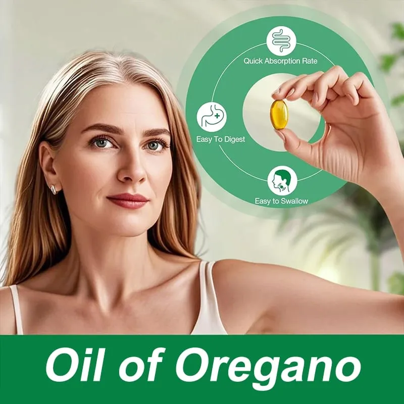 Buy 2 Get 2 Free! Oil of Oregano Supplement Immune Support Digestive Health Light Beige Improve Overall Wellness & Vitality