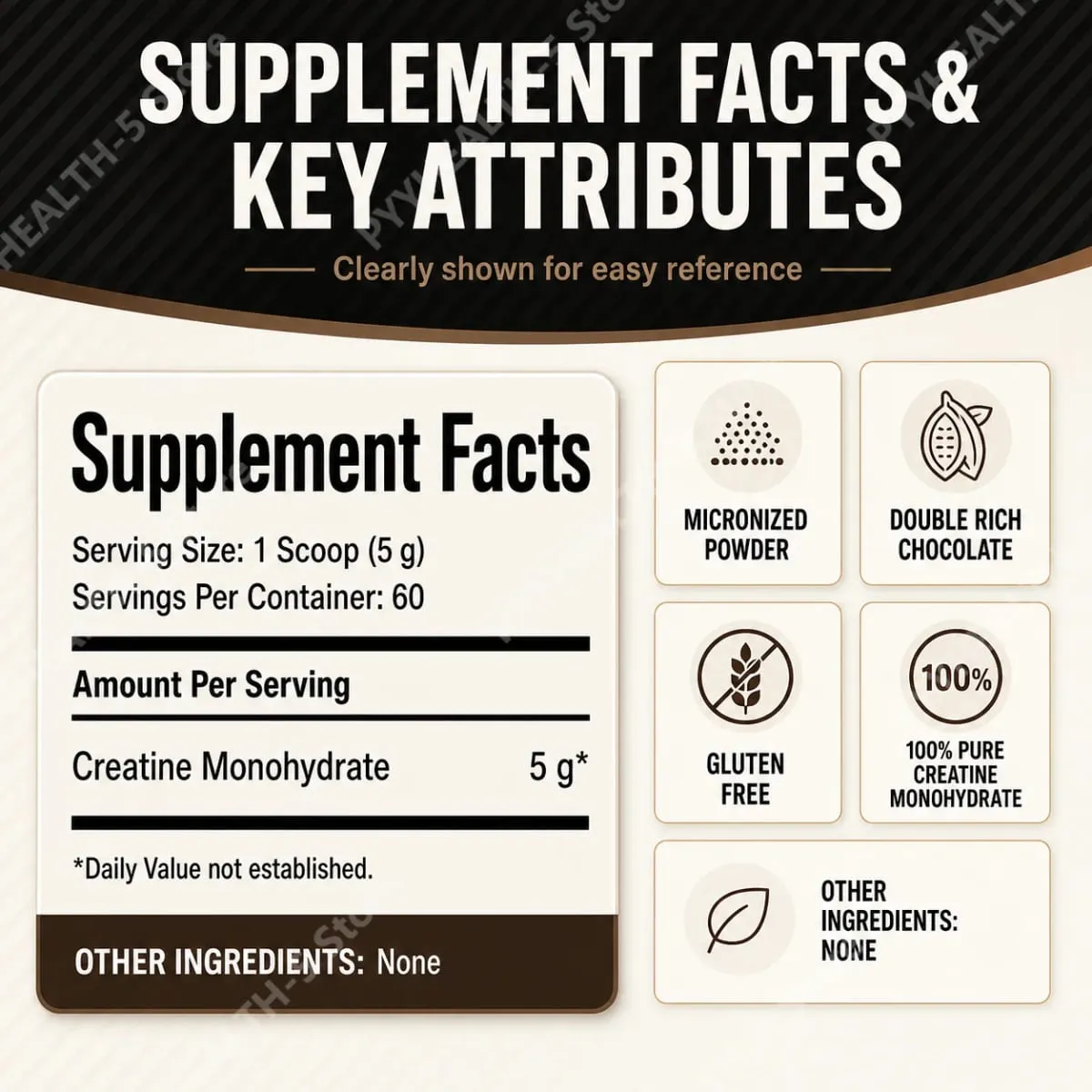 Creatine Monohydrate Powder 10.6 OZ Chocolate Flavor Sports Nutrition Support Athletic Performance Post‑Workout Muscle Recovery
