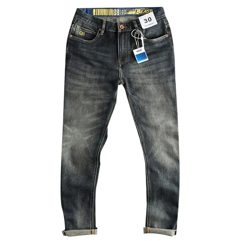 Seluar Jeans Lelaki Baru Musim Gugur Fesyen Regangan Lurus Kasual Kerja Klasik Seluar Denim Ramping Pakaian Jenama Lelaki