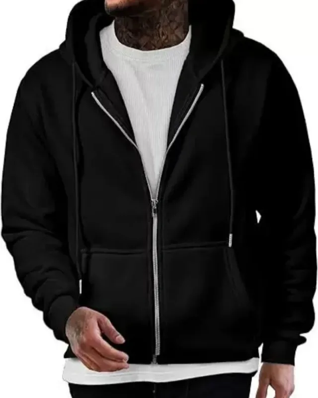 Sweat à capuche avec fermeture éclair manches longues pour homme, mode automne-hiver, décontracté, coupe ample, sweat-shirt, vêtements de sport, tenue masculine