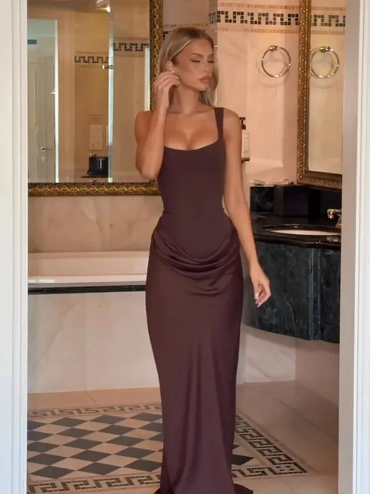 Women Square-neck Halter Mini Dress Sexy Pleated Sleeveless Backless High Waist Bodycon Dresses New Summer Lady Party Robes 2026