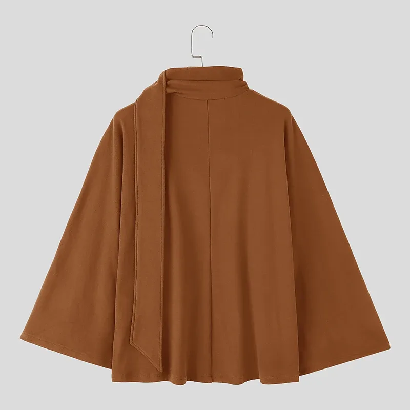 Men's Sweatshirts Solid Cloak Cape For Man Long Sleeve Scarf Collar Streetwear Autumn Winter Fashion Ponchos Hoodies