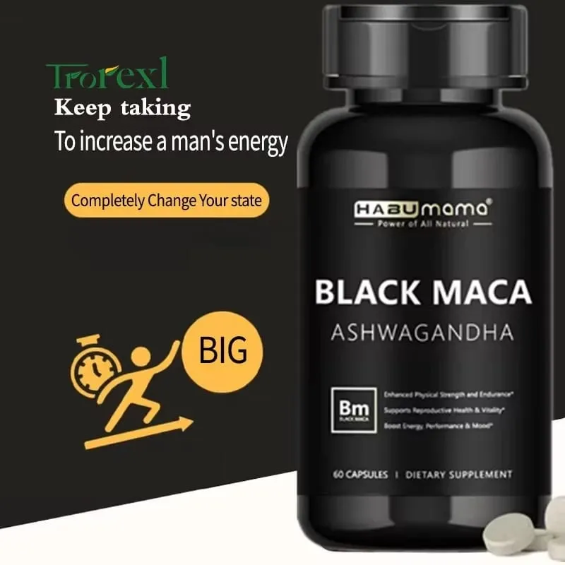 Organická černá Maca - 60 tablet 100% čistá non-GMo podporuje reprodukční zdraví Přírodní energizér Stamina Enhancer Performance Enhancer