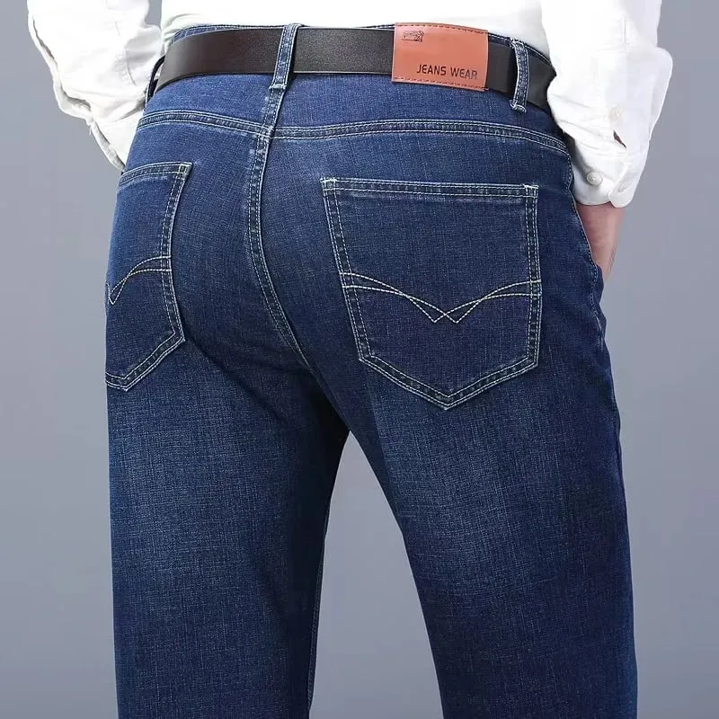 Business Jeans Men Straight Versatile Youth Middle-aged Denim Cheap Work Site Electric Welding Mason Bricklayer Pants Fashion