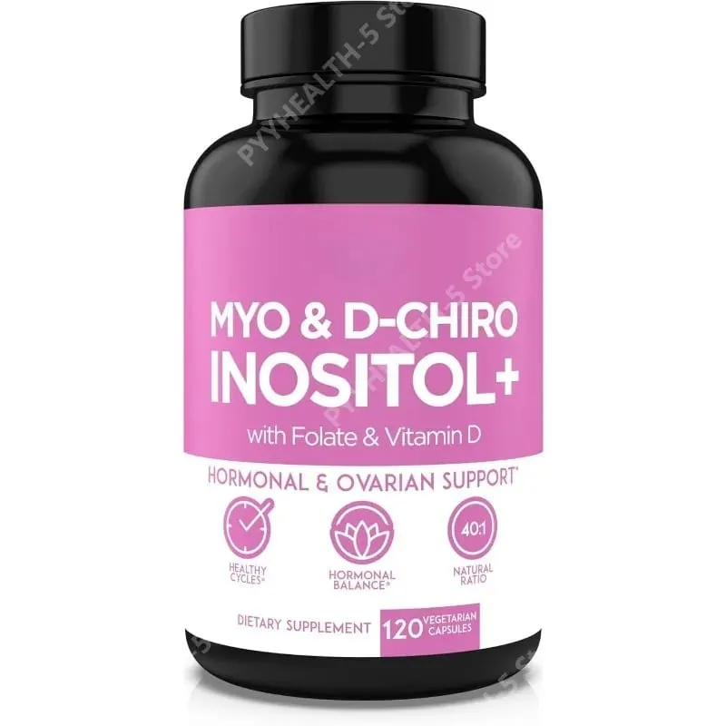 Myo & D-Chiro Inositol 40:1 with Folate Vitamin D3 120 Capsules Non-GMO Gluten Free Women’s Daily Wellness Supplement
