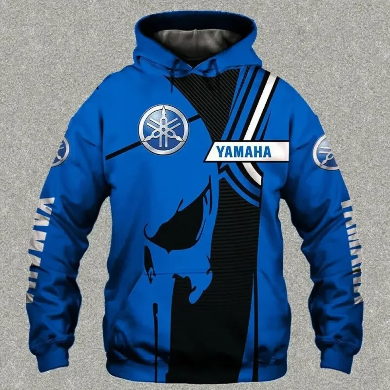 Yamaha men's 3D printed motorcycle hooded pullover shirt suitable for street wear and motorcycle riding