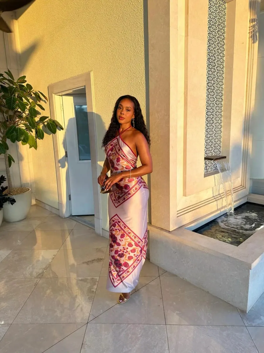 Chique elegante vestido de cetim floral impressão magro bodycon vestidos femininos festa de noite casamento convidado verão streetwear