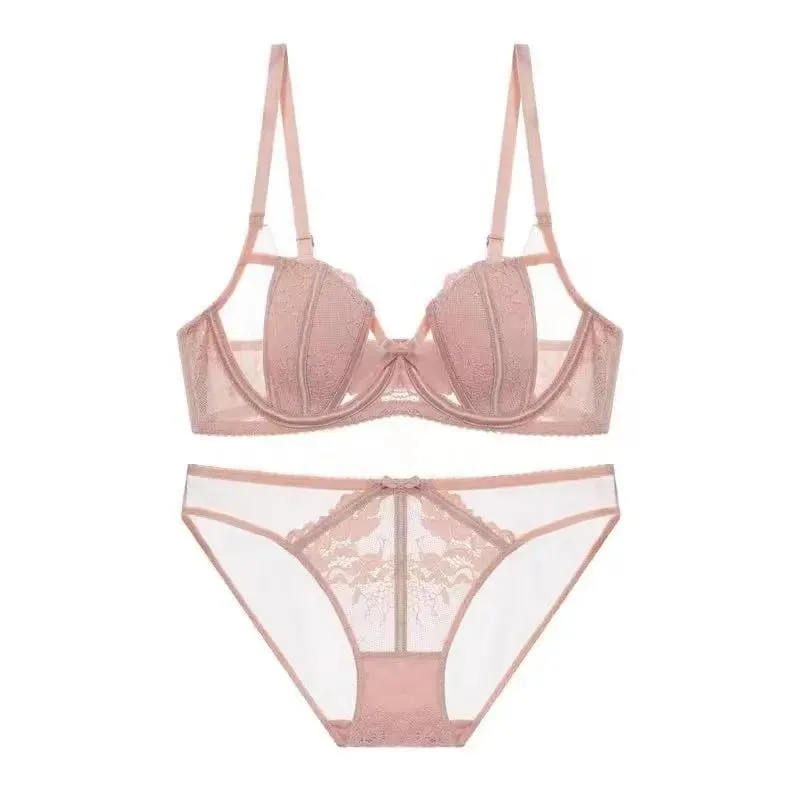 high quality sexy women bras and brief two piece set push up lace B C D cup wire summer lingerie underwear white pink red
