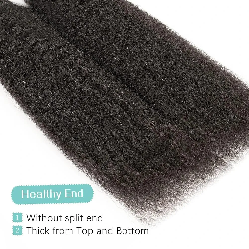 Kinky Straight Tape In Hair Extensions 20Pcs/50g Yaki Tape Ins Invisible Adhesive Glue Seamless Full Head Remy 100% Human Hair