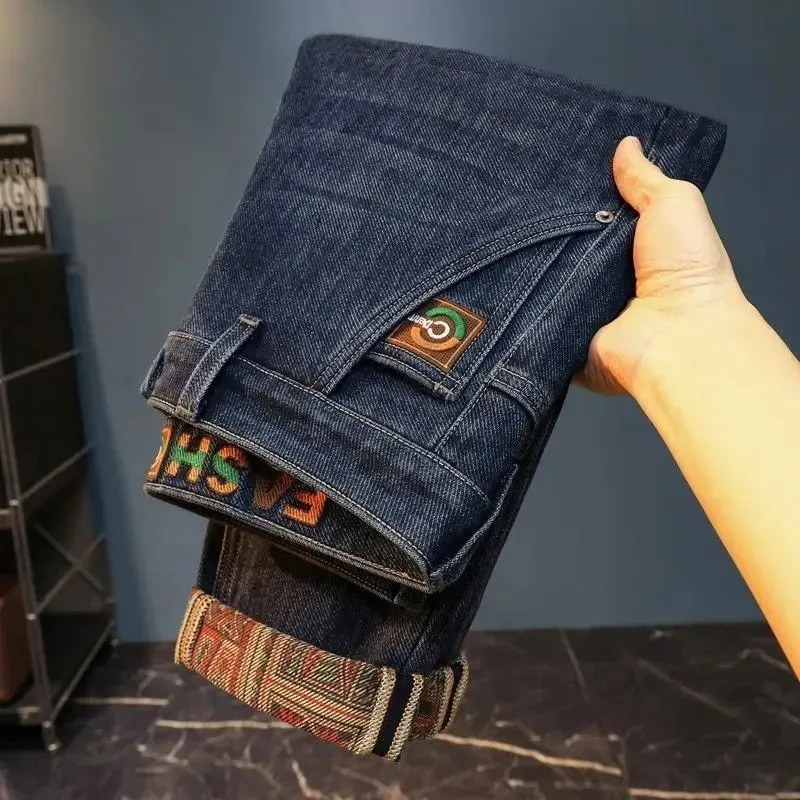 Autumn New Fashion 2026 Men's Jeans Small Straight Elastic Loose Simple Korean Trend Pants Low Rise Jeans Man Pants