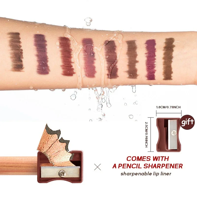Matte 8-colors Lip Liner Pencil Lip Contour Lipstick Pen Nude Brown Lipstick Pencil Natural Lasting Waterproof Lipliner Makeup
