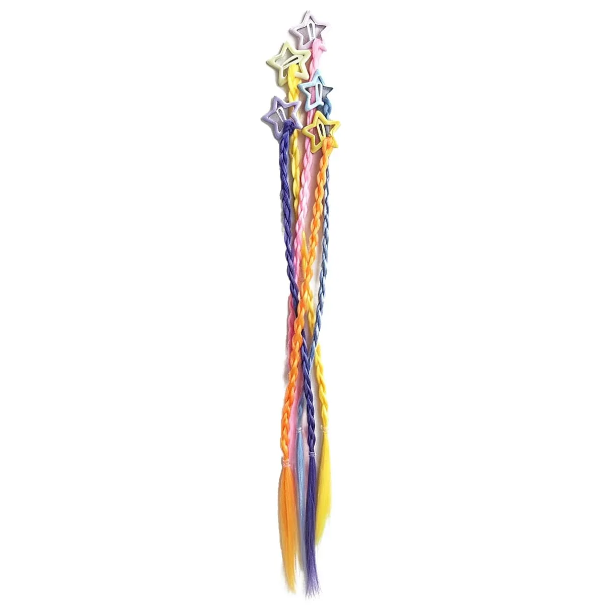 Synthetic Cute Rainbow Color Braided Hair Clip With Braid Hair Extension Hairpin For Girls Kids Y2K Party Daily Princess
