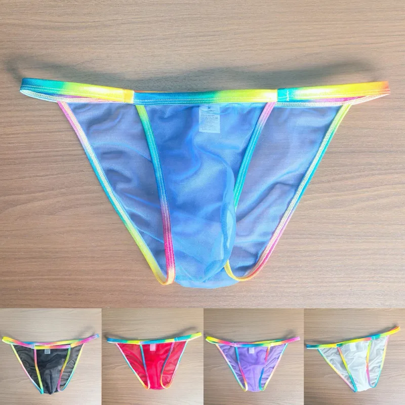 1pc Men Sexy Sheer Briefs Ultra Thin See Through Underwear Low Rise U Convex Pouch Mesh Breathable Panties Clubwear
