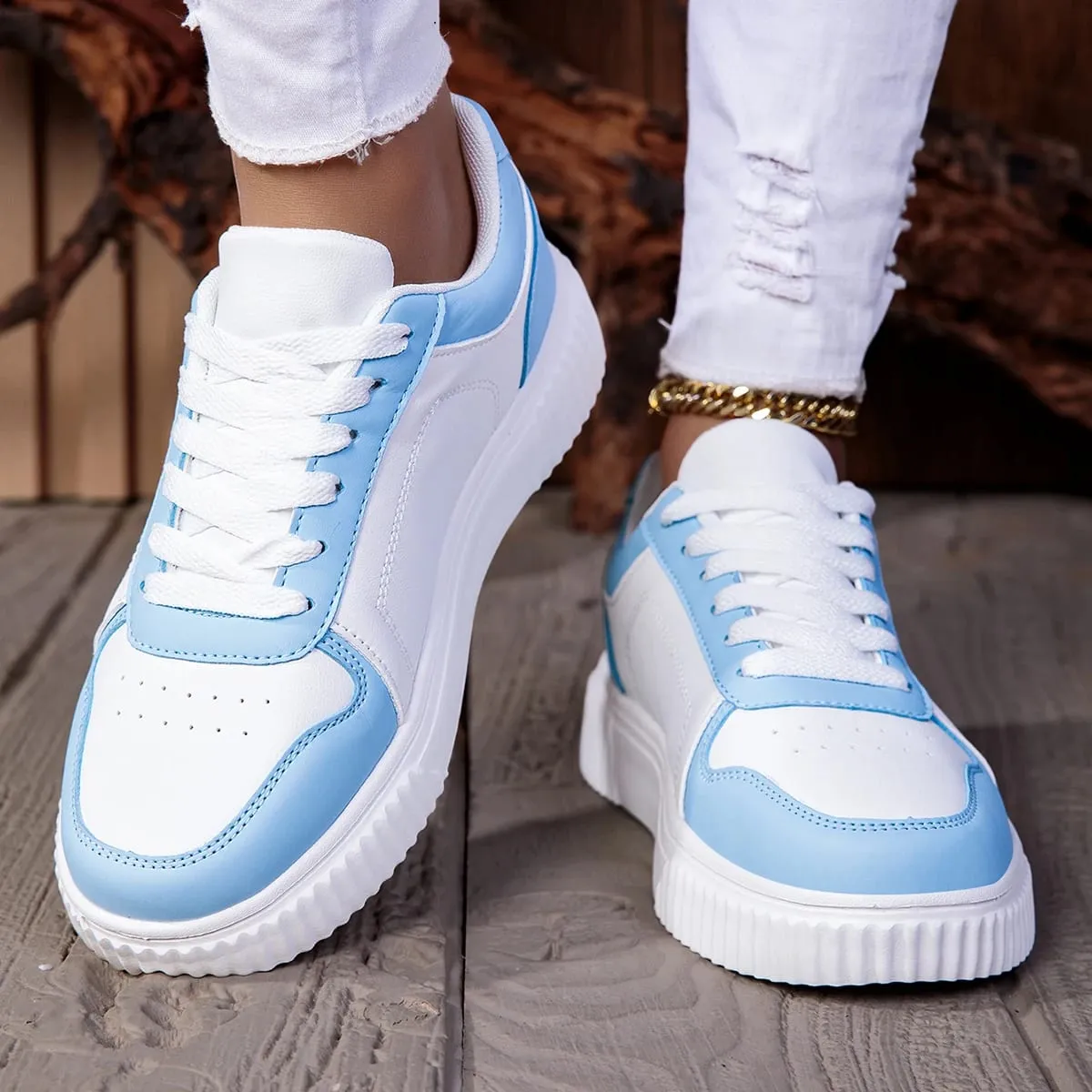 Unisex Sneakers New Arrival Large Size Classic Retro Men's Sports Skate Shoes White Thick-Soled Tennis Shoes Solid Col