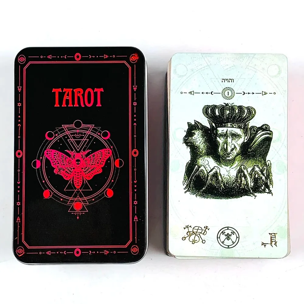 Occult Tarot In A Tin Metal Box Tarot Deck With PDF Guide Book Fate Divination Cards Game Great For Beginners & Party Games