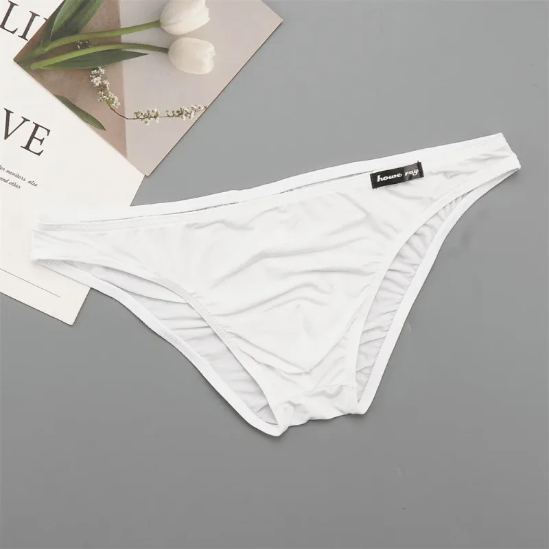 Seluar Dalam Lelaki Pinggang Rendah Ais Nipis Seluar Dalam Separuh Lutsinar Warna Pejal Plus Saiz Bulge Pouch Seluar Dalam Lembut Bernafas Licin