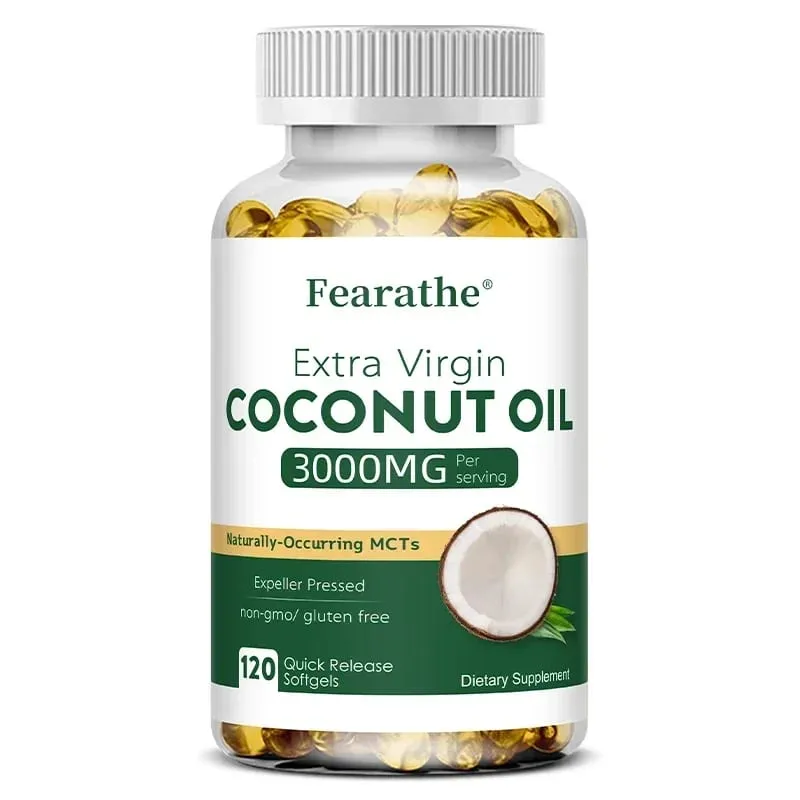 Extra Virgin Coconut Oil 3000mg 30/60/120 Softgels Expeller Pressed Supplement Support for Hair Nails & Skin Health Non-GMO