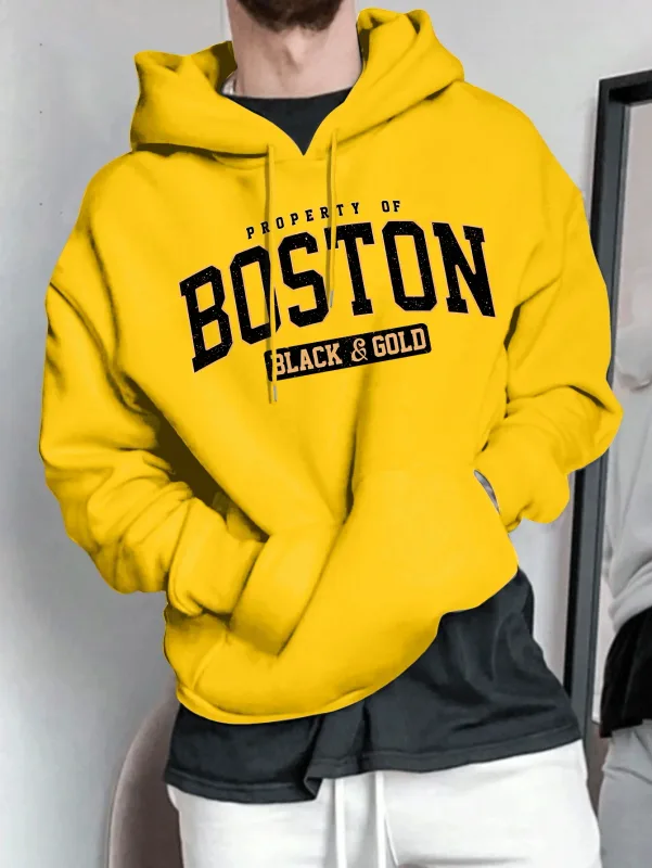 Men's hooded sweatshirt - American retro casual loose-fitting pullover shirt