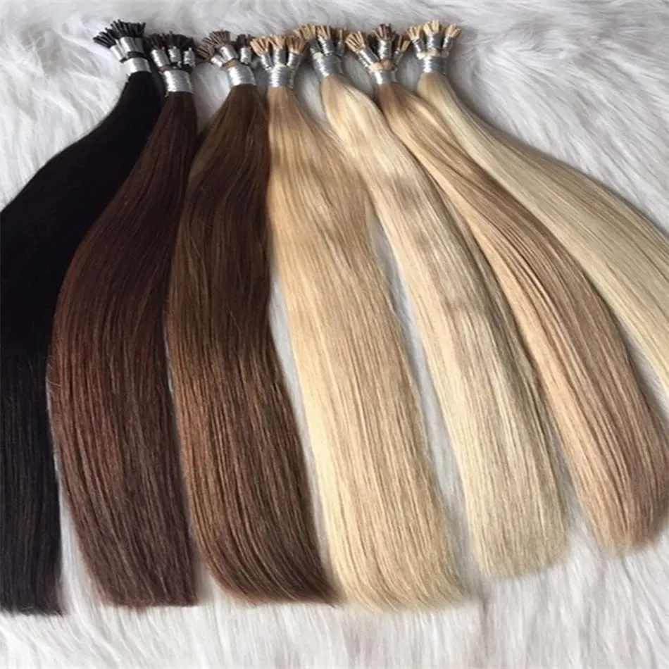 I Tip Human Hair Extensions 50g Straight Fusion Hair 30Inch Keratin Capsule Original Real Natural Hair Blonde Color