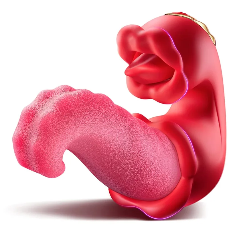 3in1 Tongue Licking Vibrator for Women G-spot Clitoral Stimulator Dildo Vagina Massager Female Masturbation Sex Toys Couple