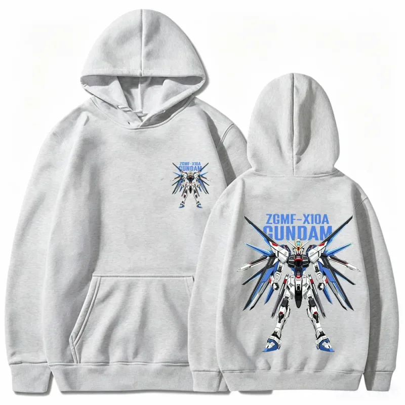 Gundam Hoodie Mecha Robot Anime ZGMF Mobile Suit Streetwear Aesthetic Vintage Black Oversized Casual Sport Sweatshirts