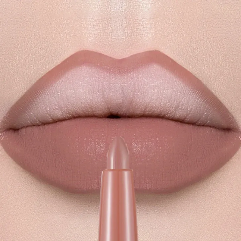 Matte Lip Liner Lipstick Pen Rotating Not Easy To Fade Rose Gold Lipliner Pencil Waterproof Non-Stick Cup Brown Lipliner Makeup