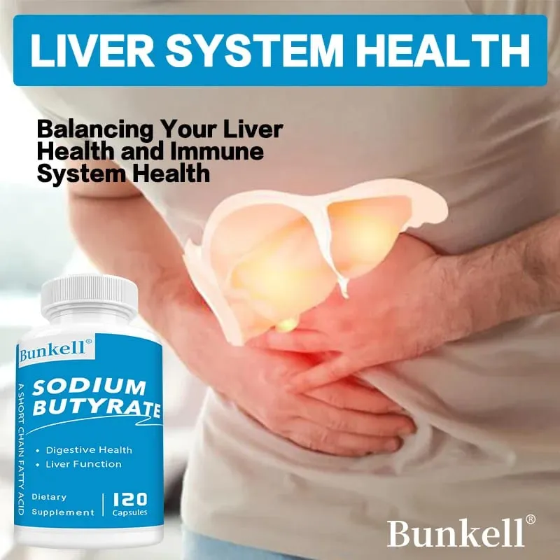 Sodium Butyrate Gut Health Supplement Postbiotic for Gut Stomach & Digestive Gut Wellness 120 Vegan Capsules