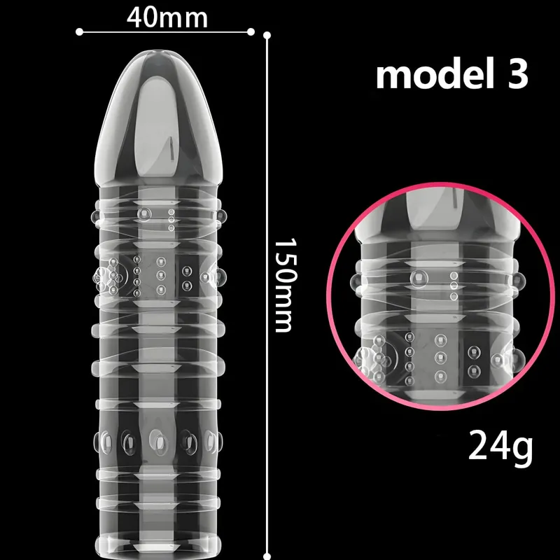 Penis Covers Extender Men's Condoms Crystal Penis Condoms Finger Cock Ring Adult Sex Toy For Sex Male Longer Lasting