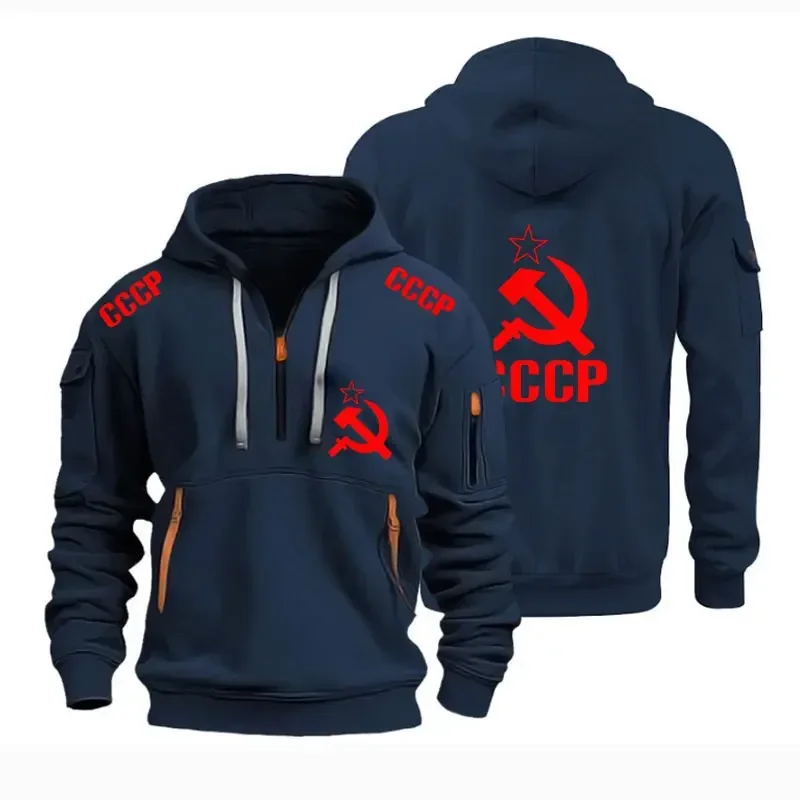 Autumn Winter CCCP USSR Soviet Union KGB Moscow Sweatshirts Hoodie For Men Street Outdoor Pullover Oversized Men's Hooded Clothi — image 8