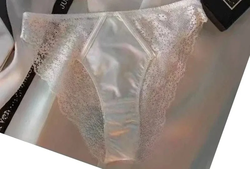 Sexy Satin Half Cup Bra Set with Steel Ring Thin Comfortable Upper Support Green Lace Edge Glossy Lingerie for Women