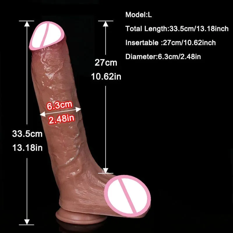 Realistiska 4 storlekar Mjuk Stor dildo Dubbel silikonsugkopp Penis Par Onani Mjuk kuk Kvinna Man Anal Vuxen Sexleksak — image 8