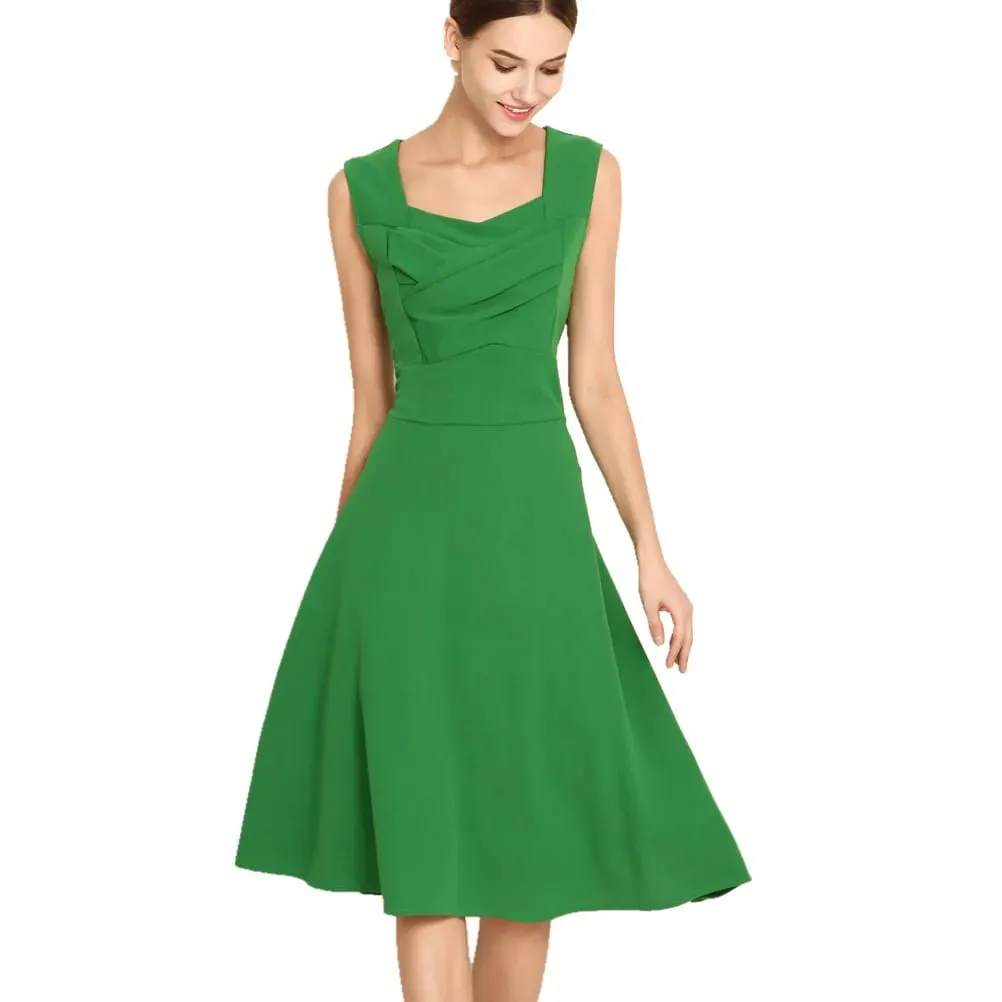 Hepburn Style Vintage Dress New Women Sleeveless Large Swing Sexy Party Dress