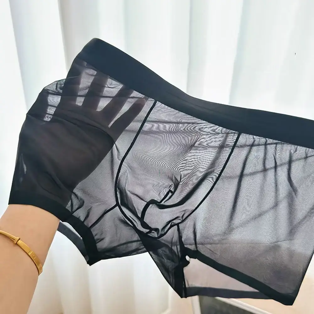 Men Sexy Elastic Men's Panties Quick Drying Ultra-thin Boxer Shorts Transparent Boxers Underwear U Bulge Pouch Sexy Und
