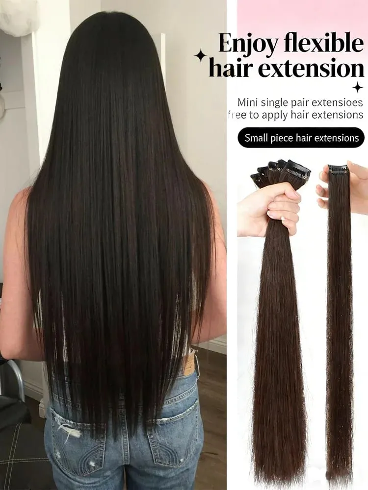 5Pcs 60cm Clip In Hair Extensions Human Hair For Adding Volumesyntheticsynthetic — image 2