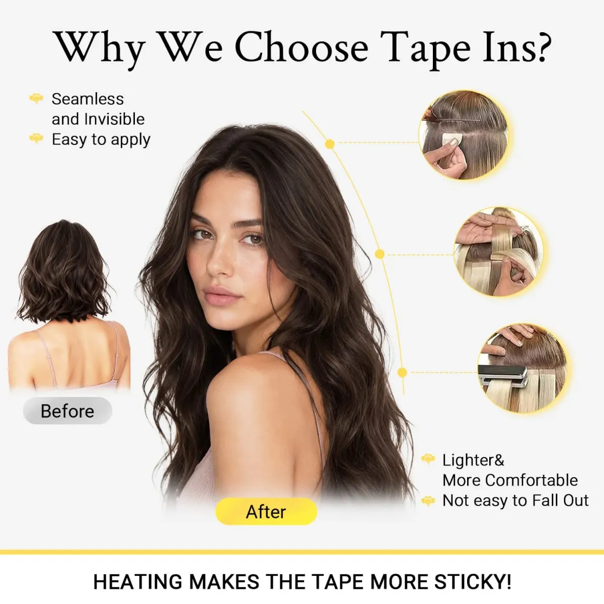 Sunmofavo Invisible Tape In Hair Extensions 100% Remy Human Hair Thick Silky Straight Seamless Reusable 10Pcs Salon Quality