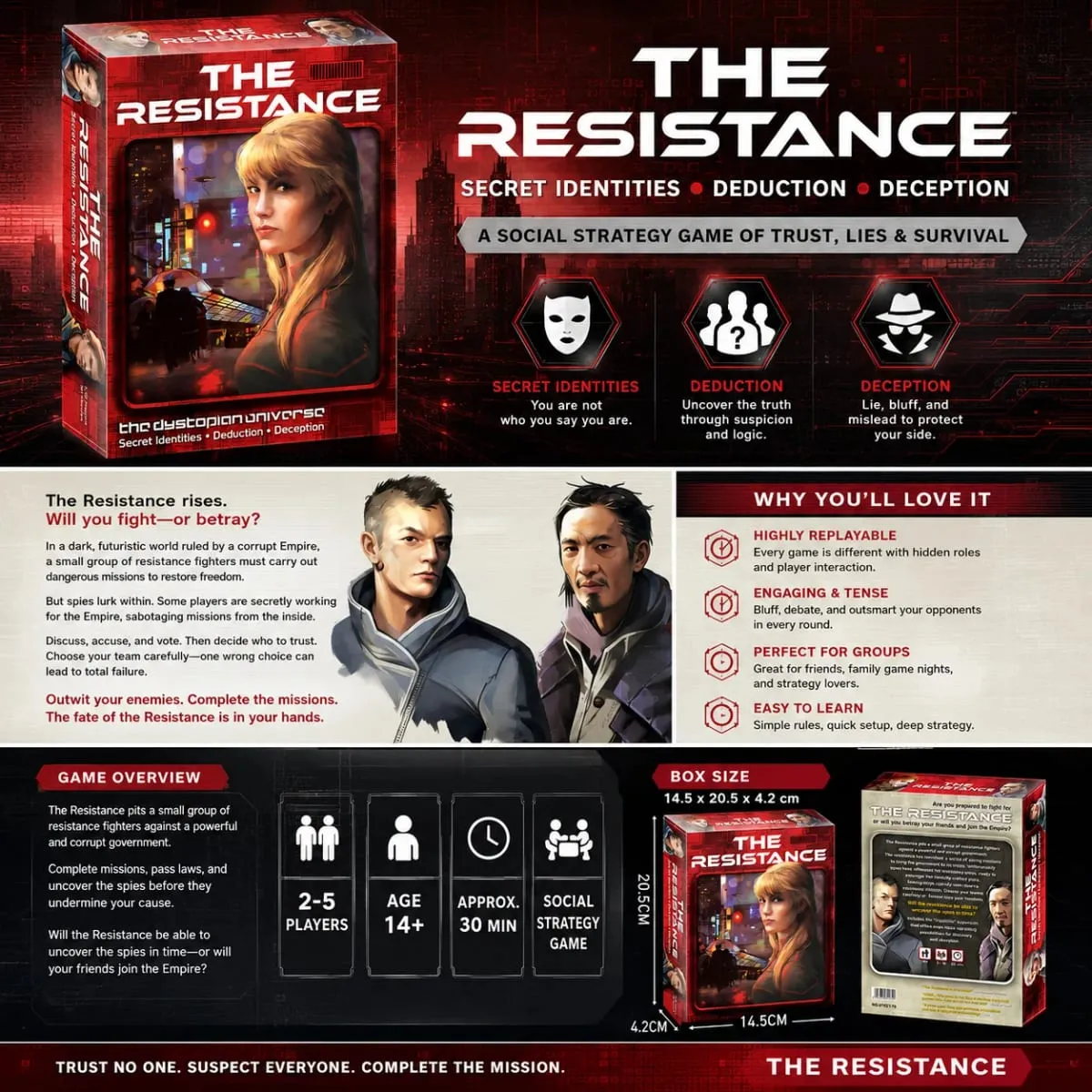 The Resistance Dystopian Social Deduction Card Game Secret Identity Strategy Party Teens Adults English Version