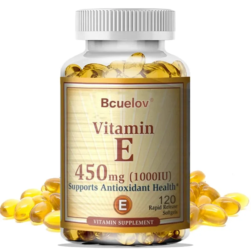 Bcuelov Vitamin E 1000 IE 450mg - til hudhår cirkulationssundhed immunsystemstøtte - antioxidanttilskud — image 2