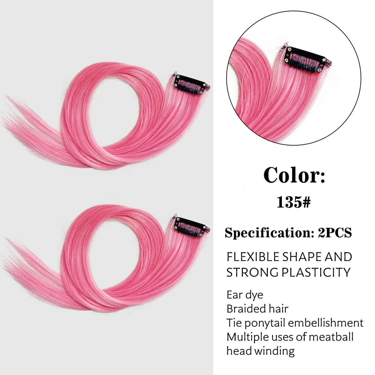 Synthetic Colored Clip In Hair Extensions Straight Highlight Hair Streaks Rainbow Hanging Hair Pieces Hairpiece For Women Party