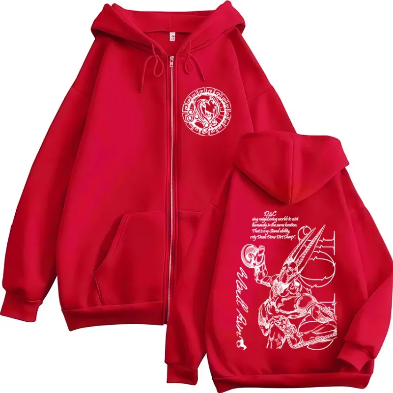 Anime Jojo Bizarre Adventure STEEL BALL RUN D4C Funny Valentine Zipper Hoodies Men Women Fashion Fleece Zip Up Sweatshirt Jacket — image 9
