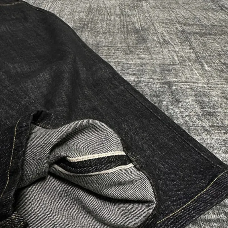 Spring Autumn New Men Tide Chic Ins Vintage Selvedge Narrow Red Edge Raw Denim Pants Straight Wide Leg A-Line Jeans HK19262