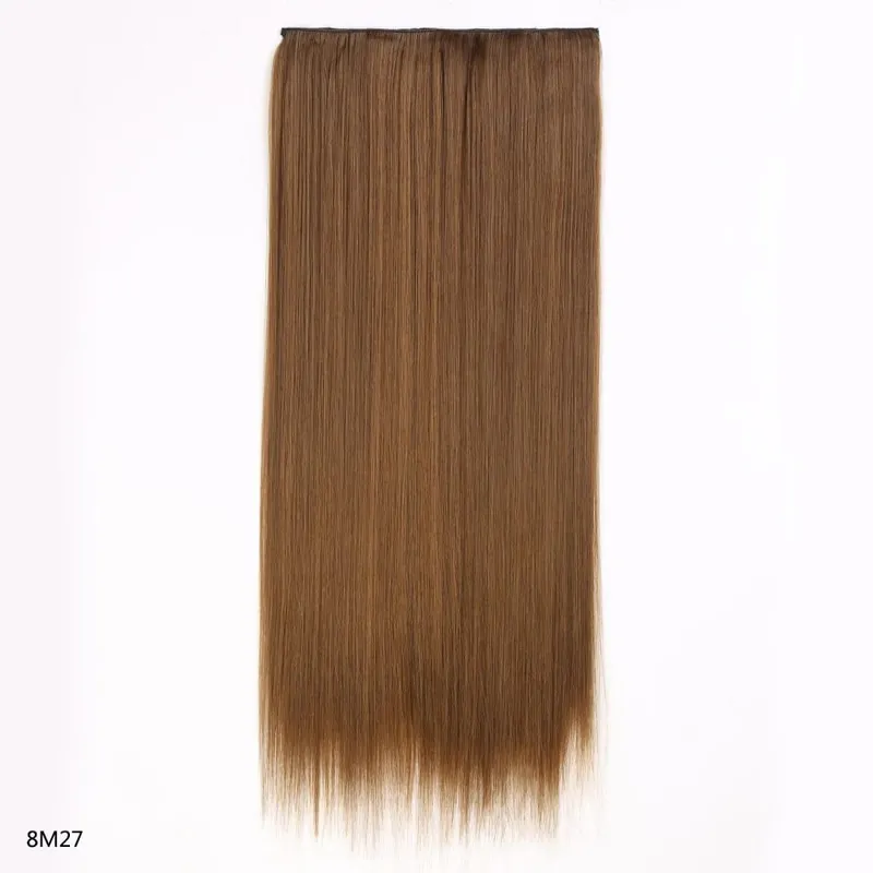 Synthetic 24 Inch Long Straight Clip in Hair Extension Seamless Natural Looking Easy Install Women’s Hairpieces for Daily Wear
