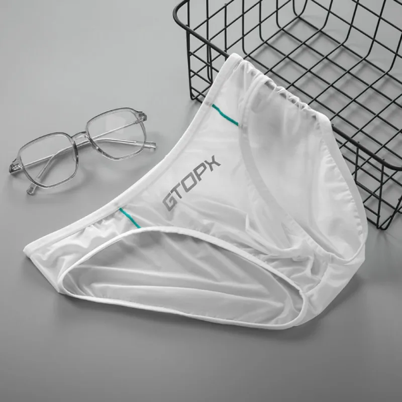 Ice Silk Briefs Comfortable Mens Sexy Panties Breathable Pouch Jockstrap Low Rise Daily Simple Intimate Underwear