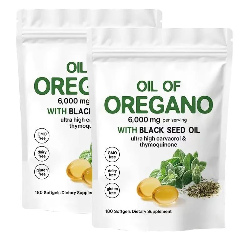 Oil of Oregano Softgels Skin Care Oil for Women Men Organic Oregano Oil Capsules with Black Seed Oil Plant Based | Non-GMO