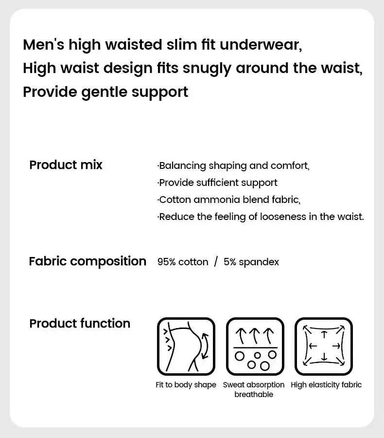 Men's cotton underpants, high-waisted, slimming, waist-protecting, enhanced warmth, short underpants for overweight sportswear