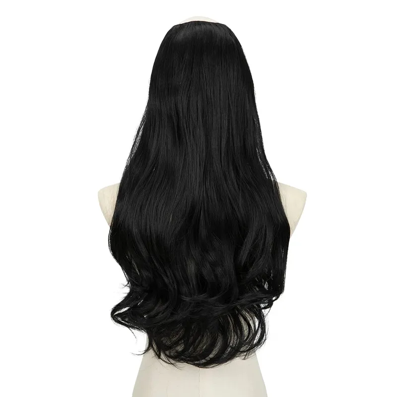 Extension de cheveux synthétiques à Clip en U de qualité supérieure, postiche longue, épaisse et bouclée, Blonde naturelle, faux cheveux résistants à la chaleur pour femmes