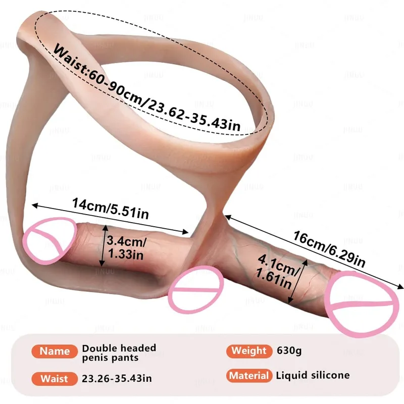 Hai Đầu Dây Đeo Dương Vật Giả Dành Cho Các Cặp Đôi Đeo Silicone Thực Tế Dương Vật BDSM Dick Dương Vật Giả Quần Strapon Nữ Đồ Chơi Tình Dục