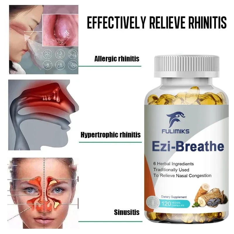Respiratory & Nasal Health Capsules 6 Herbal Relieves Stuffy Nose Congestion Rhinitis & Supports Breathing Comfort