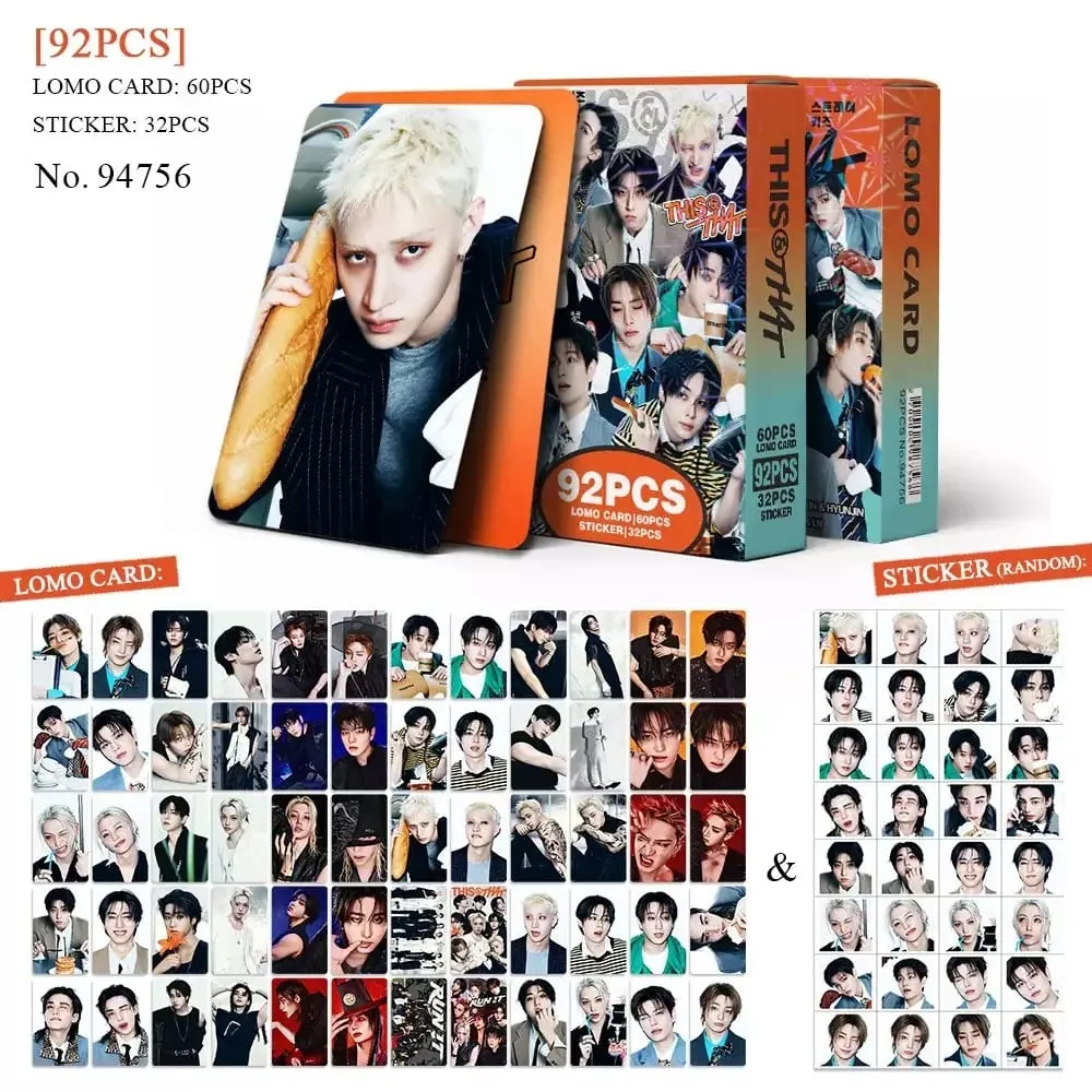 92PCS Korean Hot Idol New Album "THIS&THAT" High Quality Lomo Cards Felix BangChan HyunJin I.N Han Fans Collect Small Cards