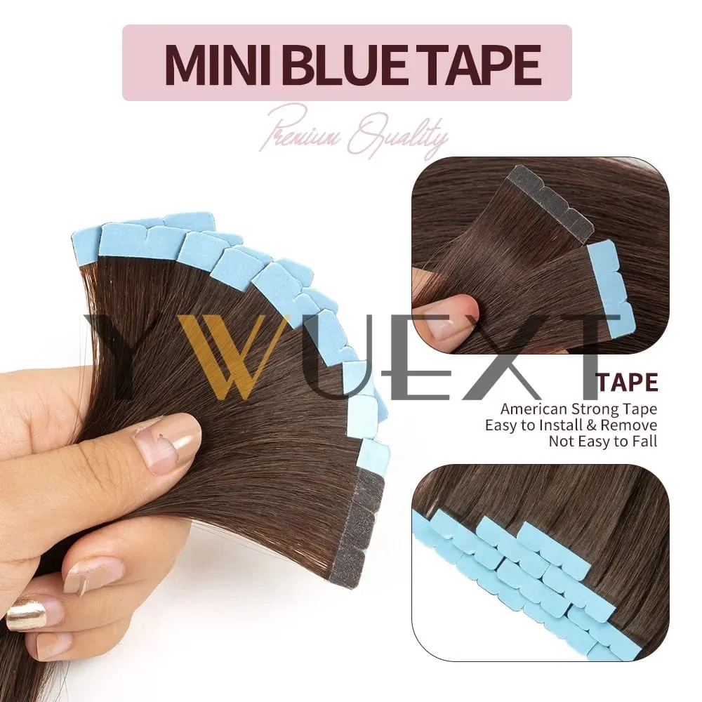 Mini Tape in Human Hair Extensions 12"-20" Straight Natural Black 1B# Machine Made Remy Hair 10pcs/pack Invisible Tape Hair for Women Black Friday